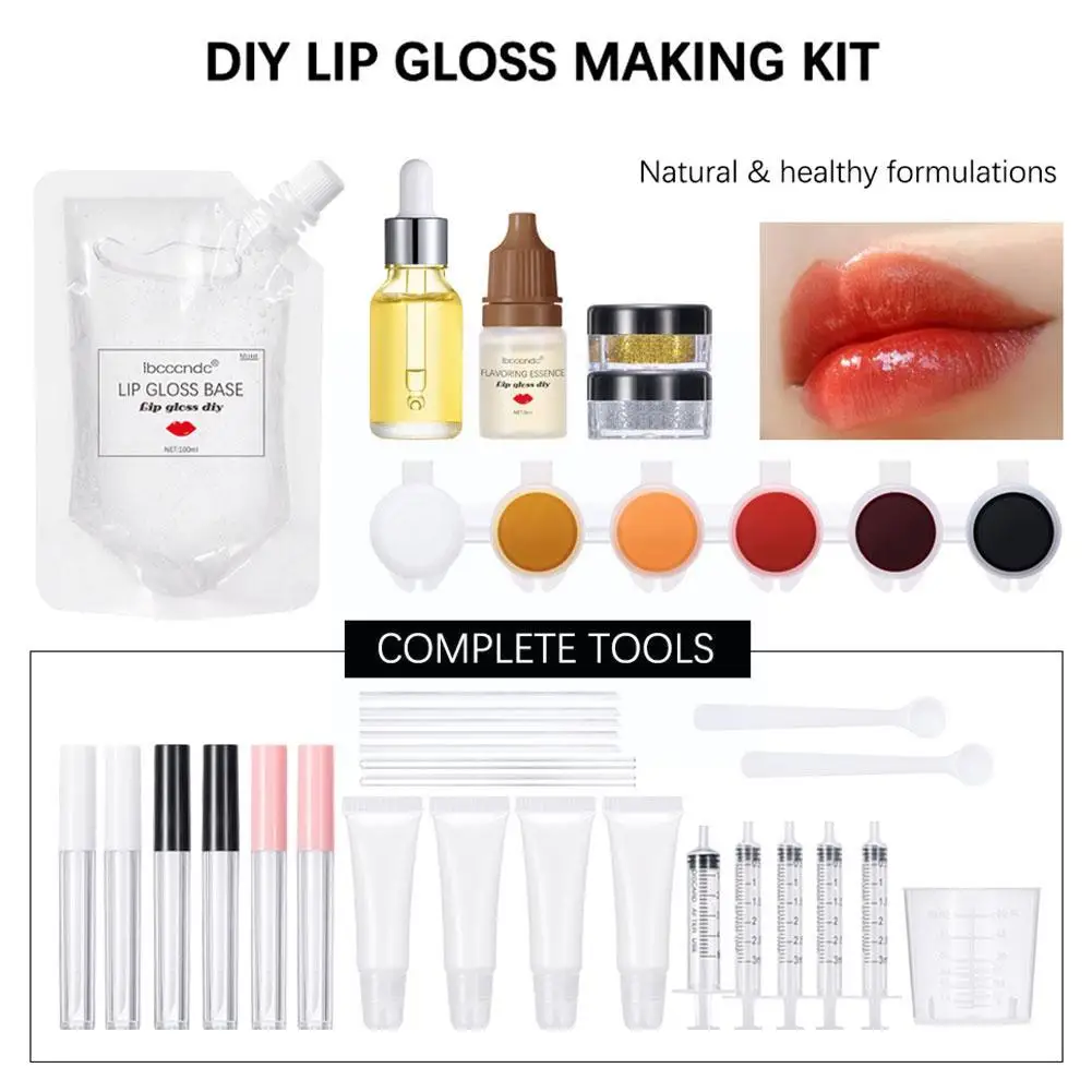 DIY Lip Gloss Kit Moisturizing Clear Lip Gloss Base With Gel Tubes Glitter  Powder Flavor Makeup Lipgloss Oils Pigment Essen B0E3