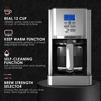 AIRMSEN Stainless Steel 12 Cup Drip Coffee Maker, Programmable Coffee Machine Self-Cleaning 2