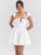 White Backless Sexy Mini Dress For Women Fashion Square Collar Short Sleeve High Waist A-line Club Party Sexy Dress