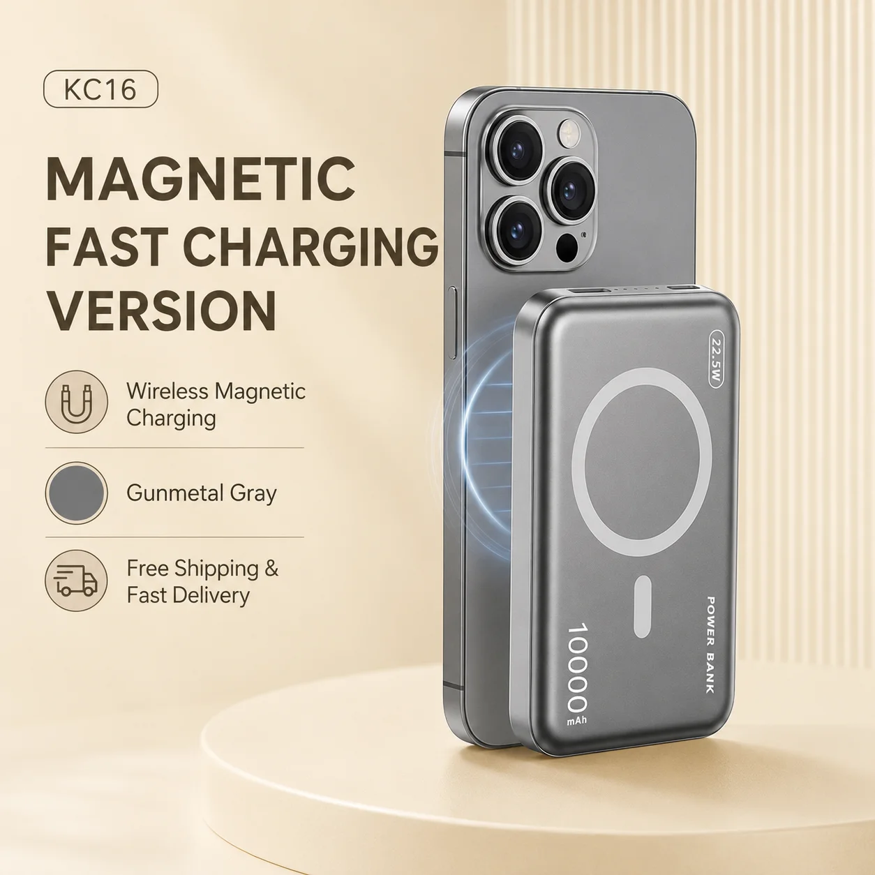 Power Bank da 10000mAh 22.5W con Cavi USB-C e 8-Pin Integrati, Caricabatterie Compatto per Telefono, Versione Aggiornata con Ricarica Wireless Magnetica - Image 3