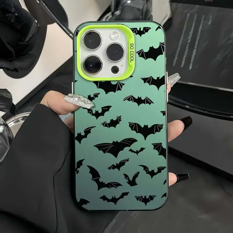Sleek Black Bat Shockproof Matte Phone Case - Full Screen Protection