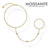 0.3 CTW Elegant Gold Moissanite Hand Chain 18K Gold Plated S925 Sterling Silver with Dazzling Stones Unique Hand Jewelry 1
