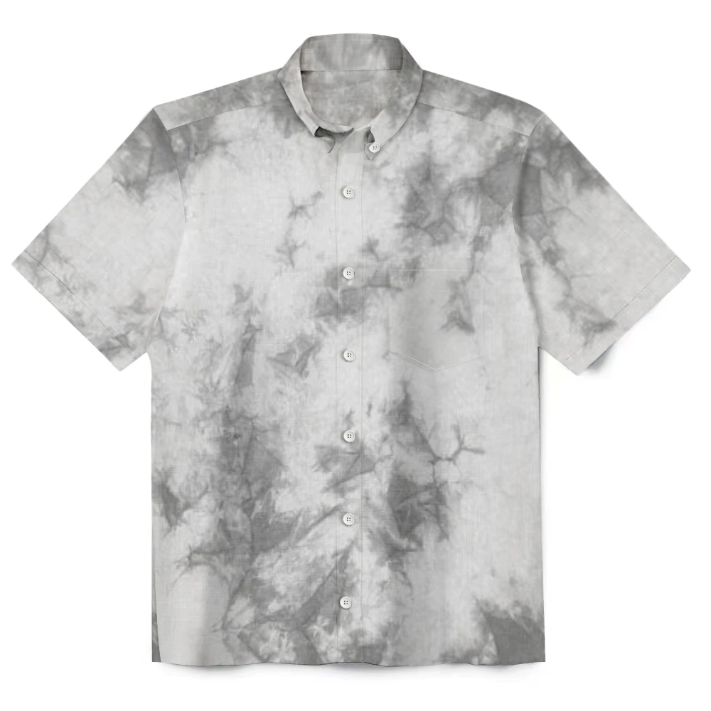 Customized Printed Men Short Sleeve Shirt Design Your Own Shirt Tie Dye Pattern Simple Luxury Button Up Shirt Tops Bamboo Cotton 5