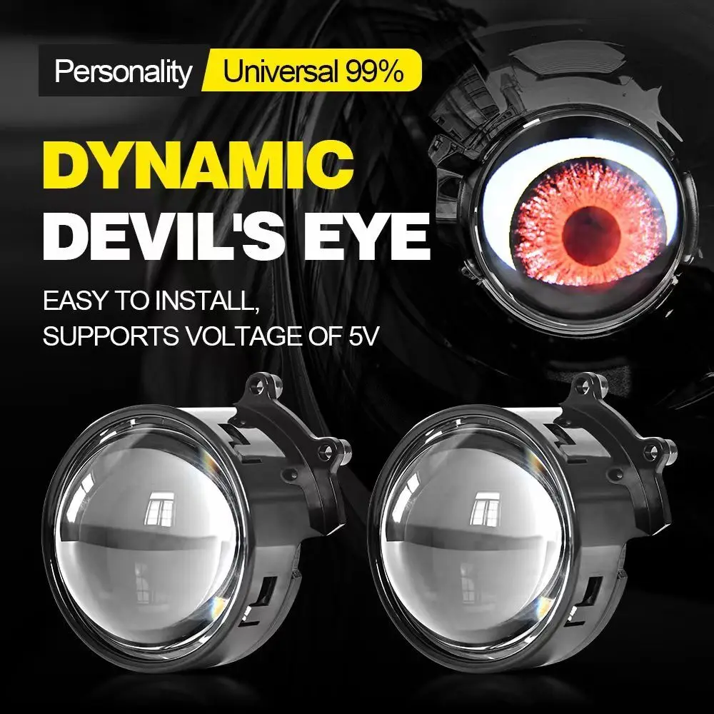 2pcs 3 Inch Car 7th Demon Devil Eyes Lenses For 12V Car WIFI