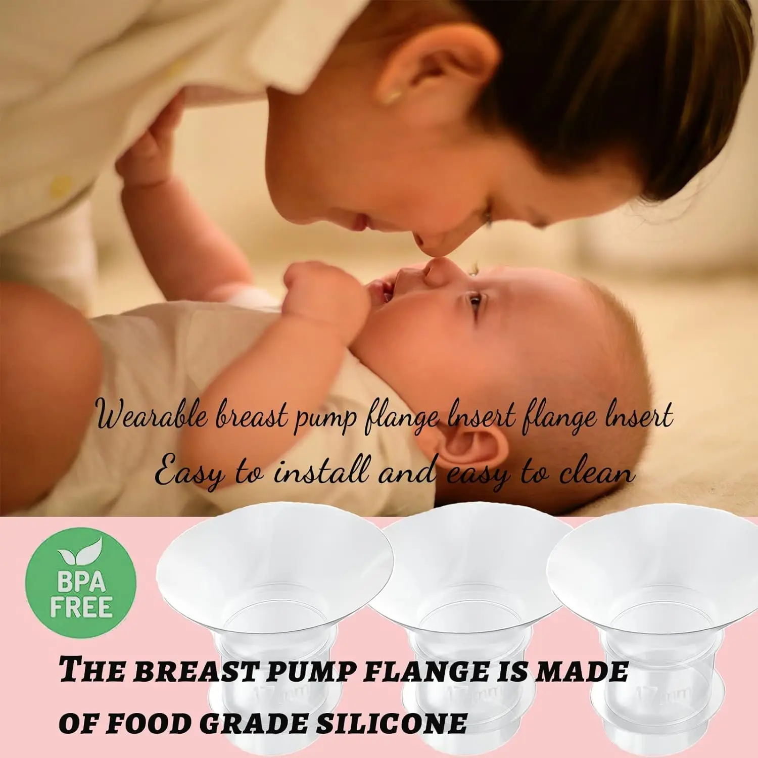 Flange Insert 17/19/21mm,Compatible with Medela/S9/S10/S12/S9pro/S12pro,Wearable Breast Pump Shield/Flange Inserts 3
