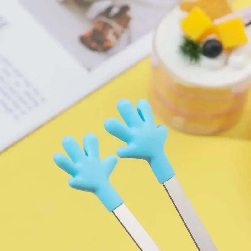 Food Tongs Creative Silicone Stainless Steel Mini Snack Non-slip Handles BBQ Bread Ice Cube Clip Kitchen Accessories