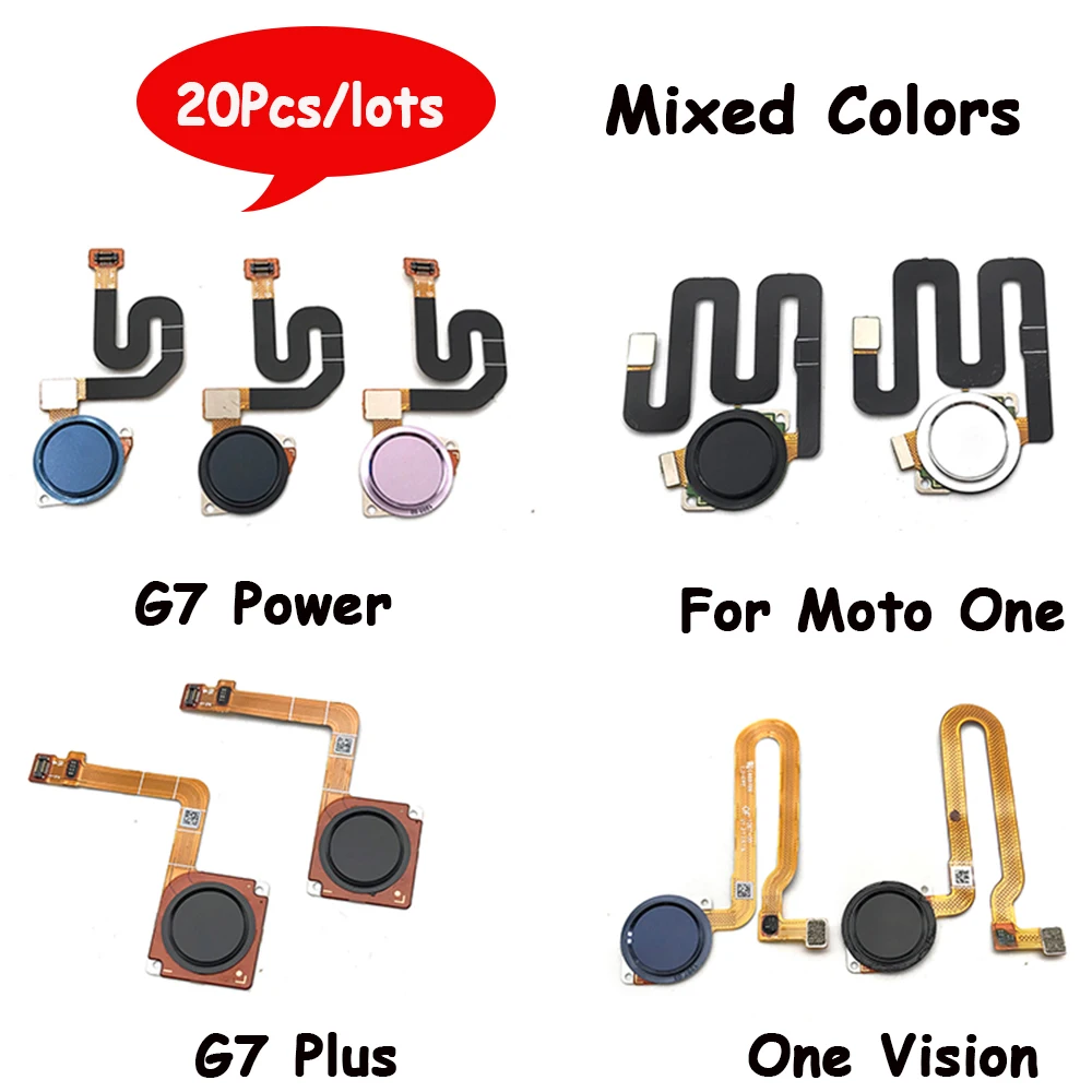 

20Pcs Original For Motorola Moto G7 Plus / G7 G8 Power / One Vision Fingerprint Reader Touch ID Sensor Home Button Flex Cable