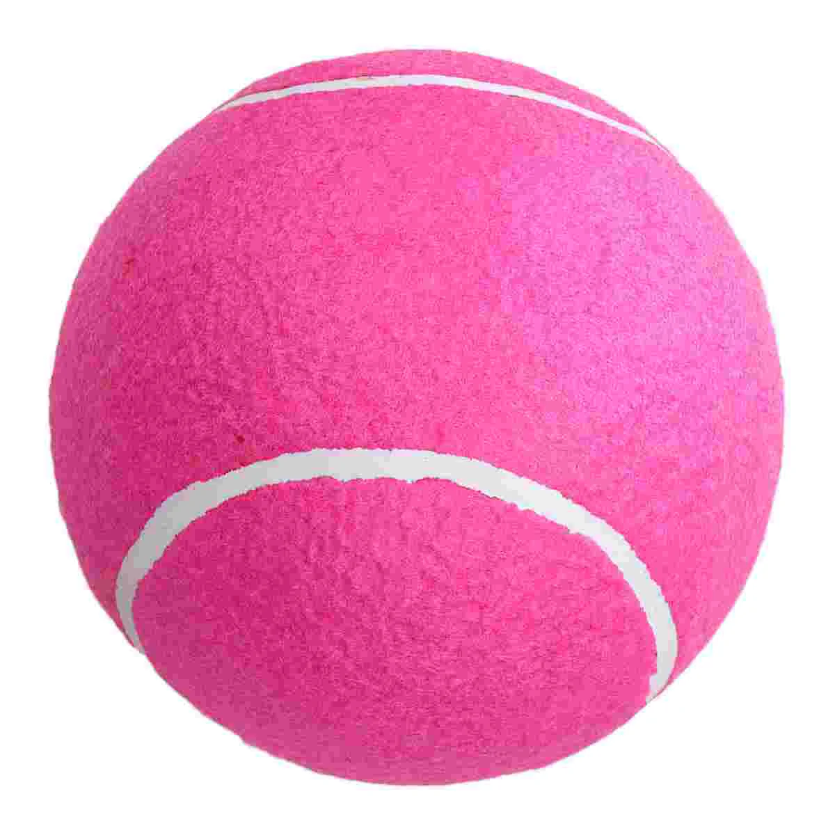 1pc 20cm Inflatable Flannel Ball Large Signature Tennis Rubber Ball for Children Outdoor Sports(Pink)