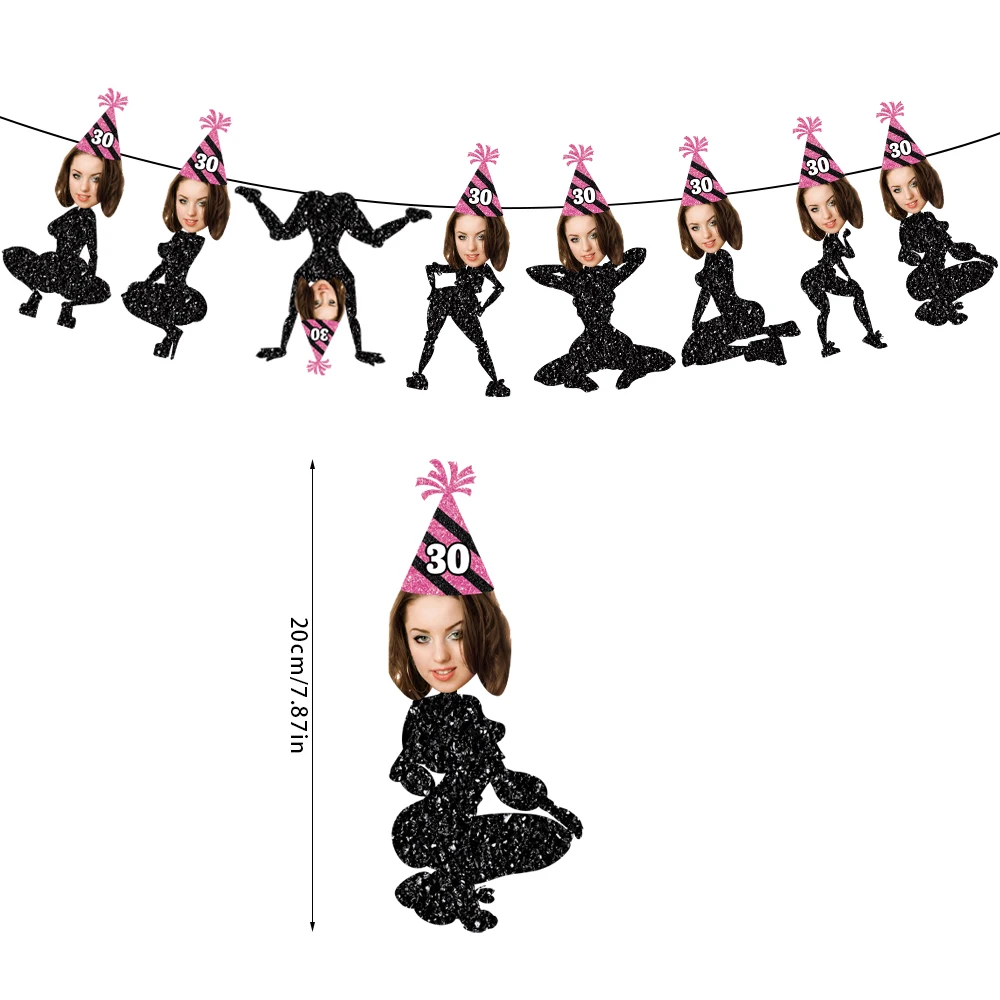 Benutzerdefinierte Gesicht Foto Party Papier Banner personalisierte Tanz Frauen hängen Girlande Bachelorette Party liefert Geburtstag Party Dekor – Detail 6