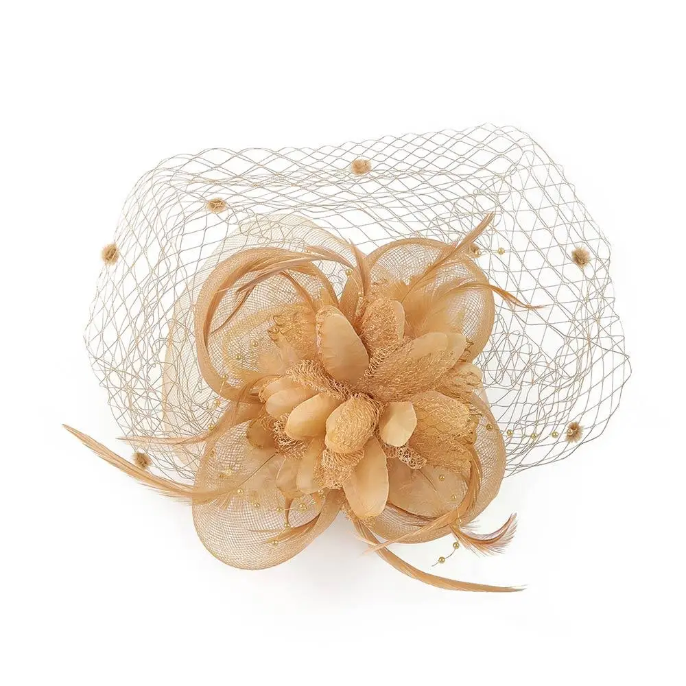 Modischer Tüll-Blüten-Netzschleier-Stirnband mit Haarspange, Festival-Kopfschmuck für Pferderennen – Detail 10