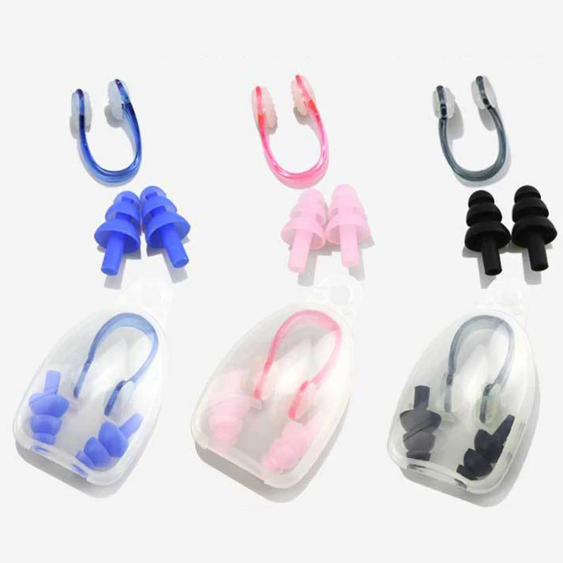 

Soft Swimming Earplugs Nose Clip Case Protective Prevent Water Protection Ear Plug Waterproof Soft Silicone Swim Dive Supplies