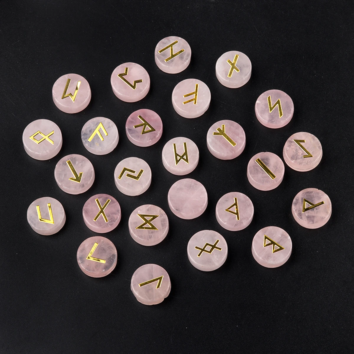 25pcs Természetes Kristálytiszta Rúnaírás Előjel Csavaralátét Kő- Rovásírásos alphabets betű Szentelt Jelkép Gyógyulás Gyöngyszem Energia Amulett reiki chakra állítsa