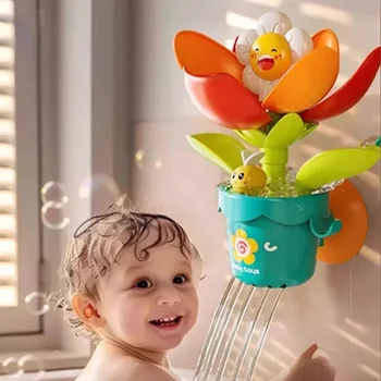 Bambino Divertente Gioco d'Acqua Giocattolo da Bagno Girasole Bagno Doccia Acqua Spray Bagno Vasca da Bagno Giocattolo Divertimento Spruzzatore d'Acqua