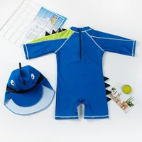 Children One-piece Swimsuit Korean Version Baby Sun Protection Quick Dry Boys Swimsuits Cute Dinosaurs Long Sleeves Bathing Suit 2