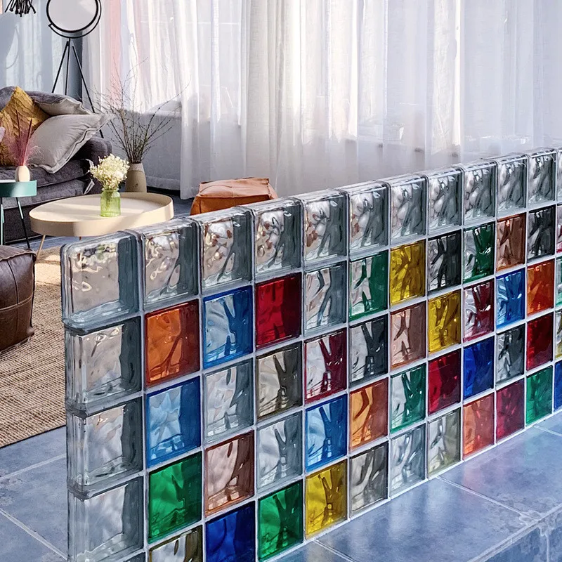 Pack 6 Square Hollow Bricks for Home Decoration, Glass Brick, Screen Room Divider, Office and Hotel Partition Wall, 7.5in(19cm),