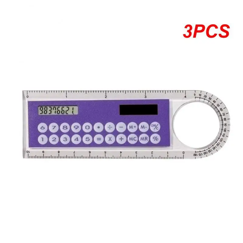 다기능 사무용품 편리한 미니 눈금자 수학 도구, 학생용 내구성 돋보기, 초박형 계산기 눈금자, 3 개