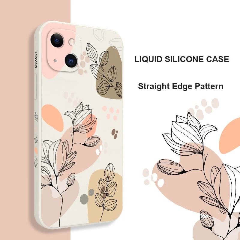Abstract Plants Phone Case For iPhone 15 14 13 12 11 Pro Max Mini X XR XS MAX SE2020 8 7 Plus 6 6S Plus Cover