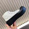 Black/white/green Mixed Color Jumbo Sneakers Women/men Vulcanize Shoes 4.5Cm Platform Round Toe Lace-Up High Top Canvas Sneakers 5