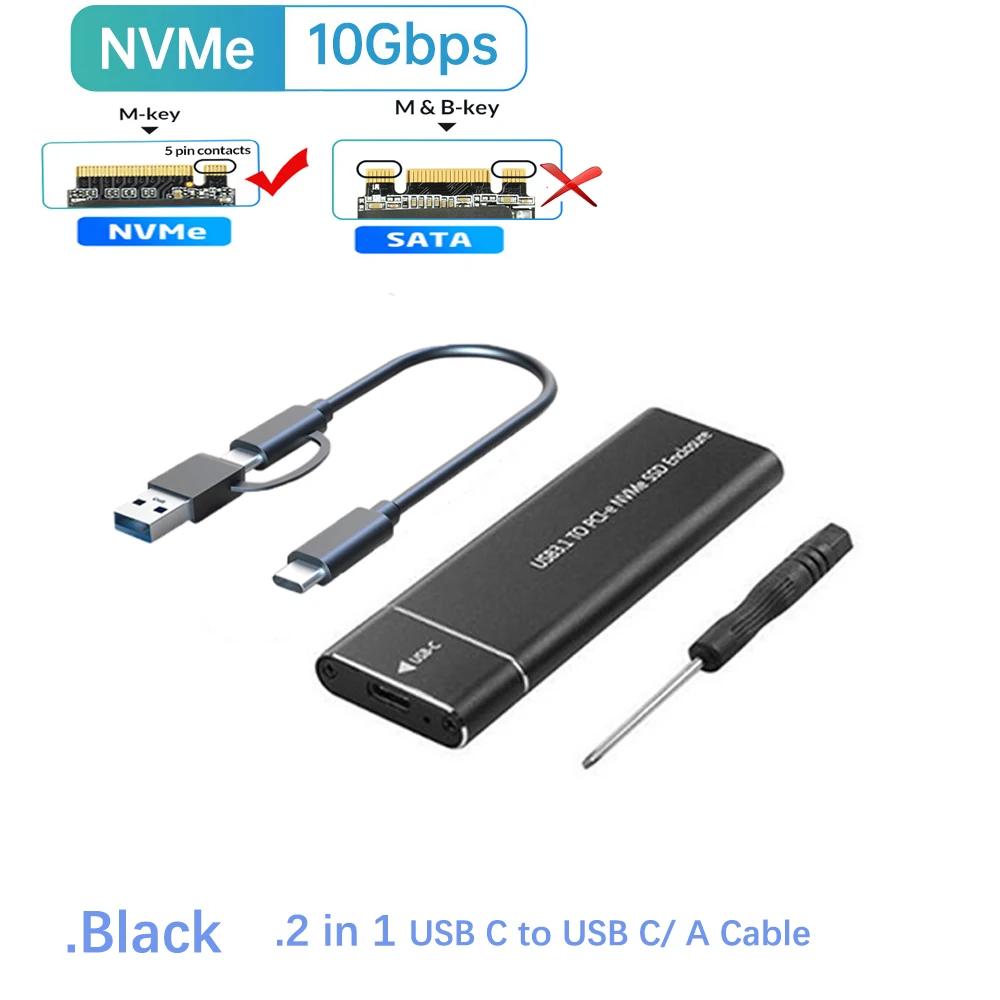 Touristors Protocol-Boîtier SSD M2, USB 3.0, Type-C vers M.2 NVcloser, SATA  SSD, Adaptateur de boîtier, 10 Go, USB 3.1, Gen2, USB C, Boîtier SSD externe,  Clé M, B, M - AliExpress