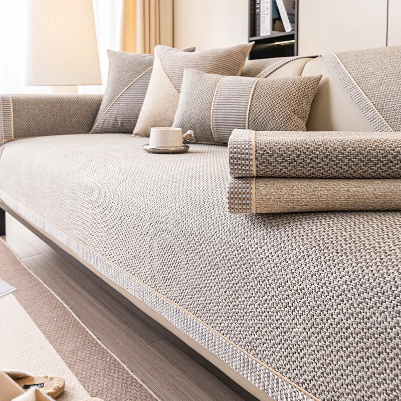 Description Picture 4 of itemWoven Cotton and Linen Sofa Cushion for All Seasons Universal Non-slip Sofa Cover Cover New 2024 Backrest Cover Cloth Towel