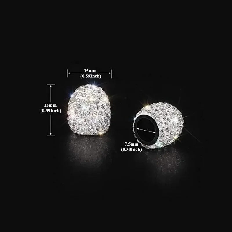 AUTCOAT 4 pezzi tappi stelo valvola, tappi valvole pneumatici per auto universali con strass di cristallo fatti a mano cromati, accessori per auto bling antipolvere  34