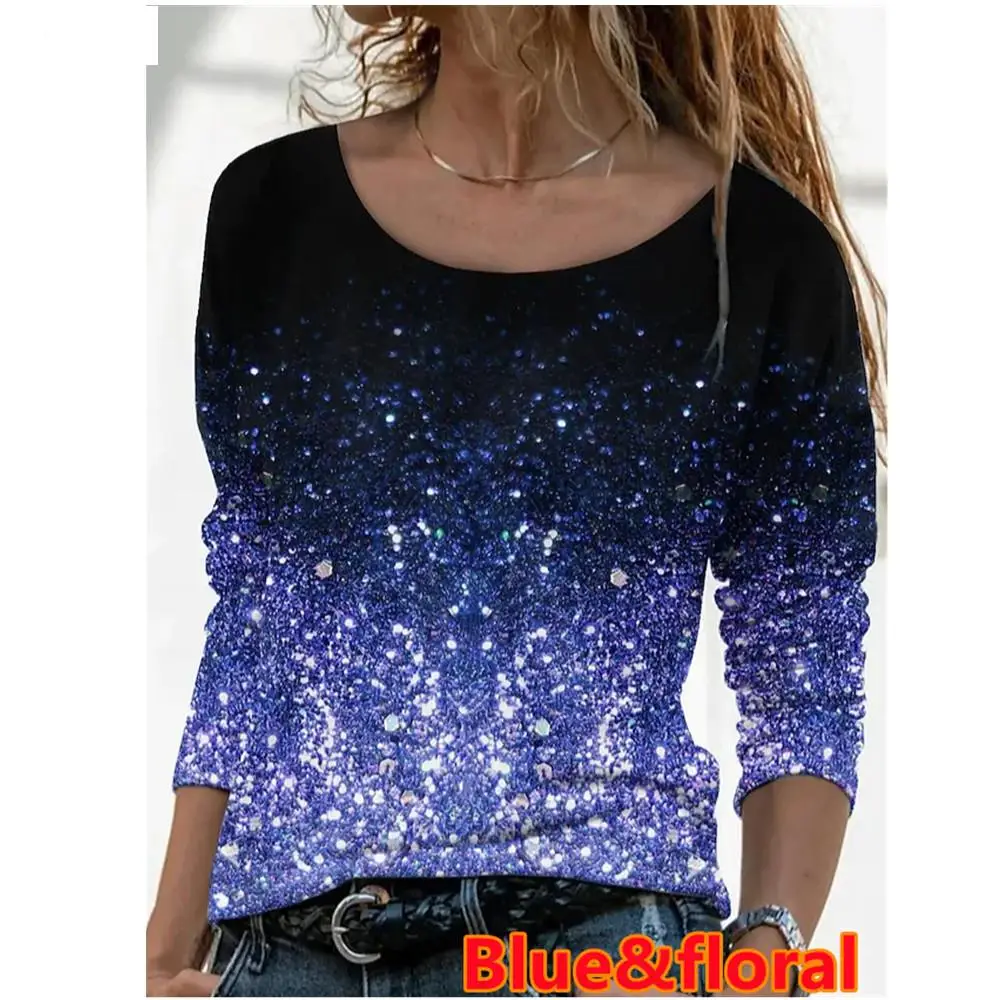 2022 New Spring Autumn Women's Fashion Loose Casual Floral Print Long Sleeve Floral Print Round Neck Autumn Tshirt Tops Blouses tees