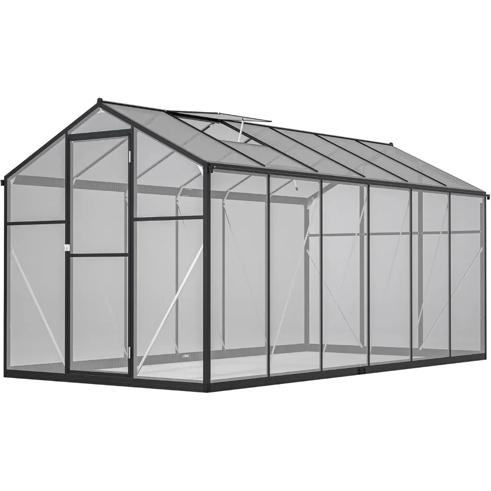 6x12 FTGreenhouse for Outdoors, with Lockable Door and Adjustable Roof Vent, Outdoors Greenhouse 6
