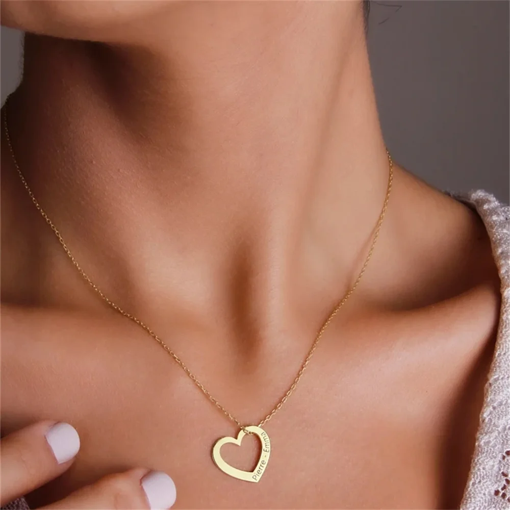 

EIEGANT Customized Engrave Heart 1-5 Names Necklace For Mama Stainless Steel Gold Chain Name Pendant Collar Women Jewelry Gift