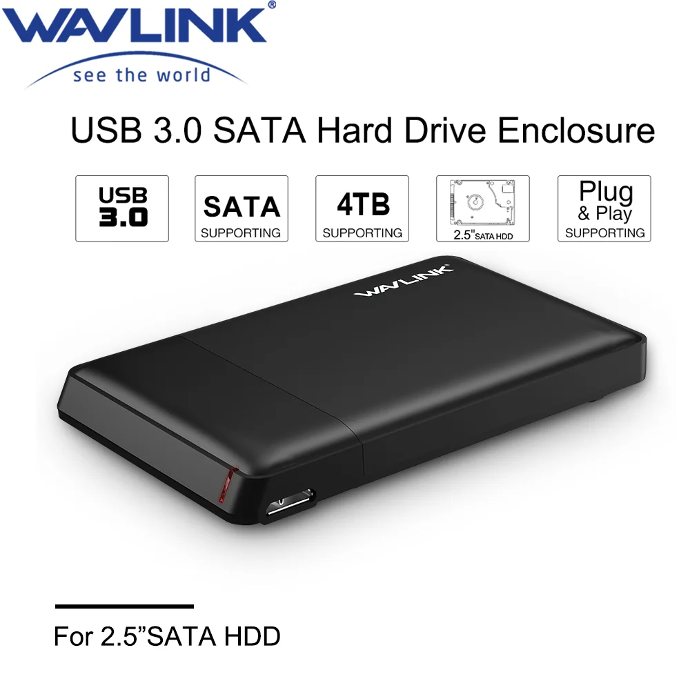 Wavlink carcasa de disco duro externo SATA de 2,5 pulgadas, USB 3,0, 5gbps, compatible con UASP y I/II/III, Plug & Play HDD y SSD de para discos duros| -