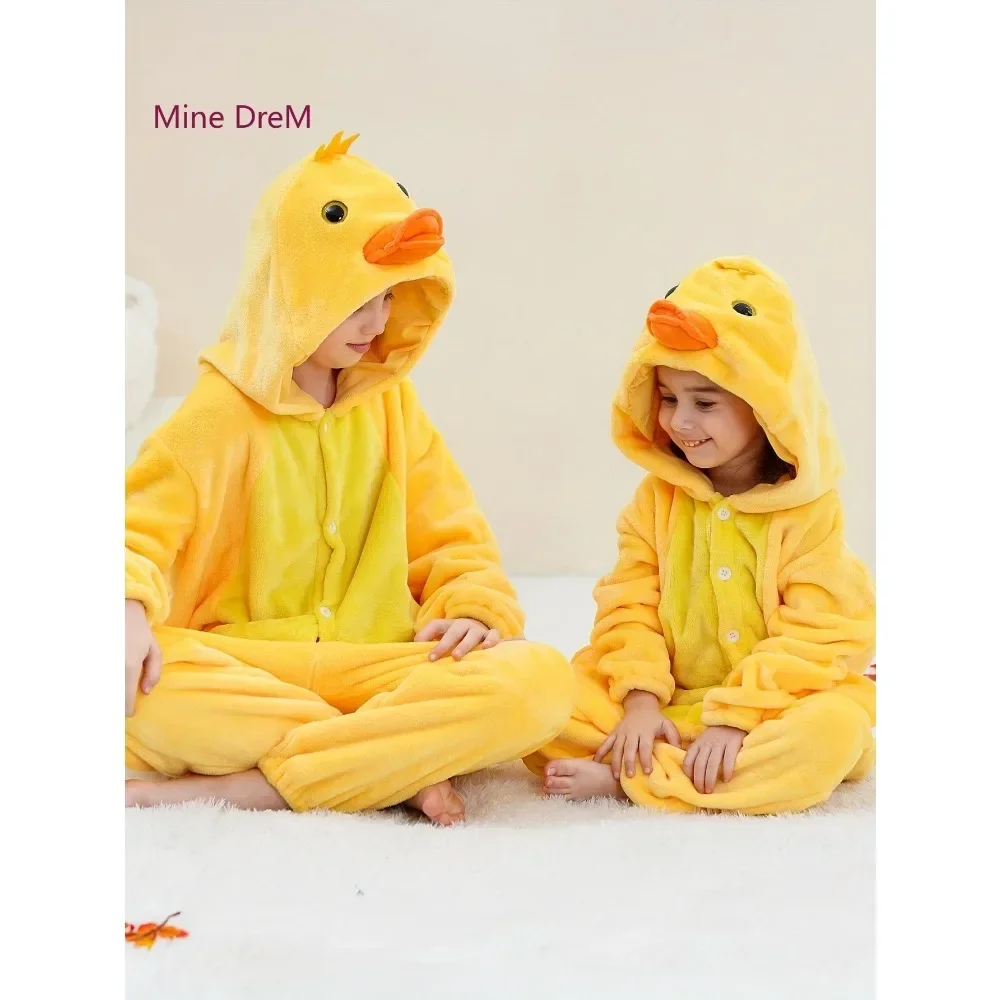 Children Chicken Kigurumi Onesies Pajama Boy Girl Sleepwear Halloween Jumpsuit Animal Duck Cosplay Onesies Pajamas