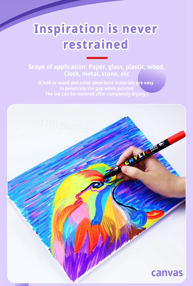 Haile 36/60 Farbe Doppel Kopf Pinsel Acrylfarbe Marker Stifte Kunst Liefert für Stein Keramik Stoff DIY Malerei karte Handwerk Stift – Detail 11