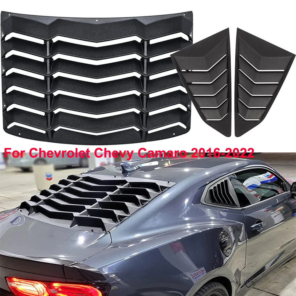 

for Chevrolet Chevy Camaro 2016-2022 ABS Rear & Side Window Louvers Sun Shade Windshield Covers Matte Black in GT Lambo Style