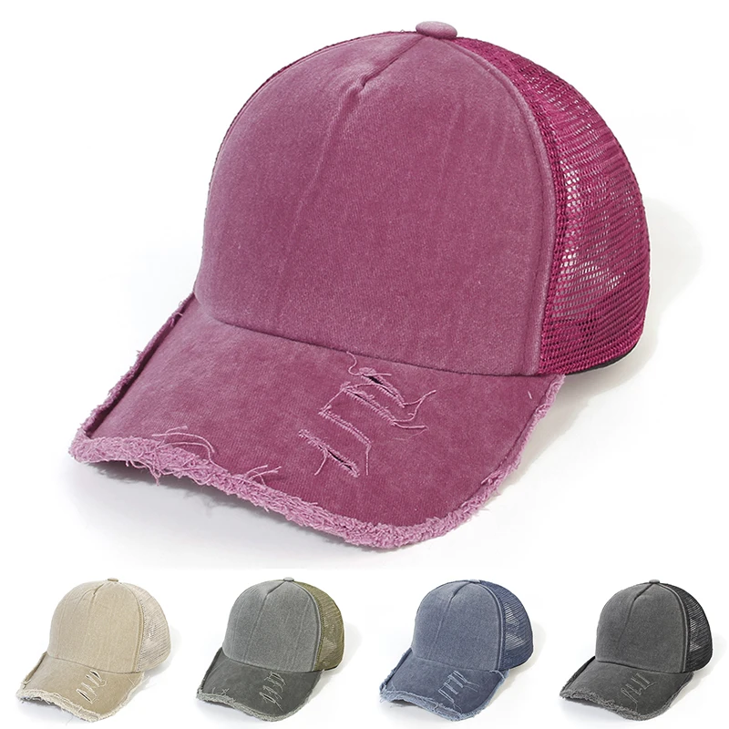 

Summer Washed Vintage Baseball Cap Women Adjustable Snapback Hat Breathable Mesh Sports Hat Men Outdoor Sunhat Dad Hats