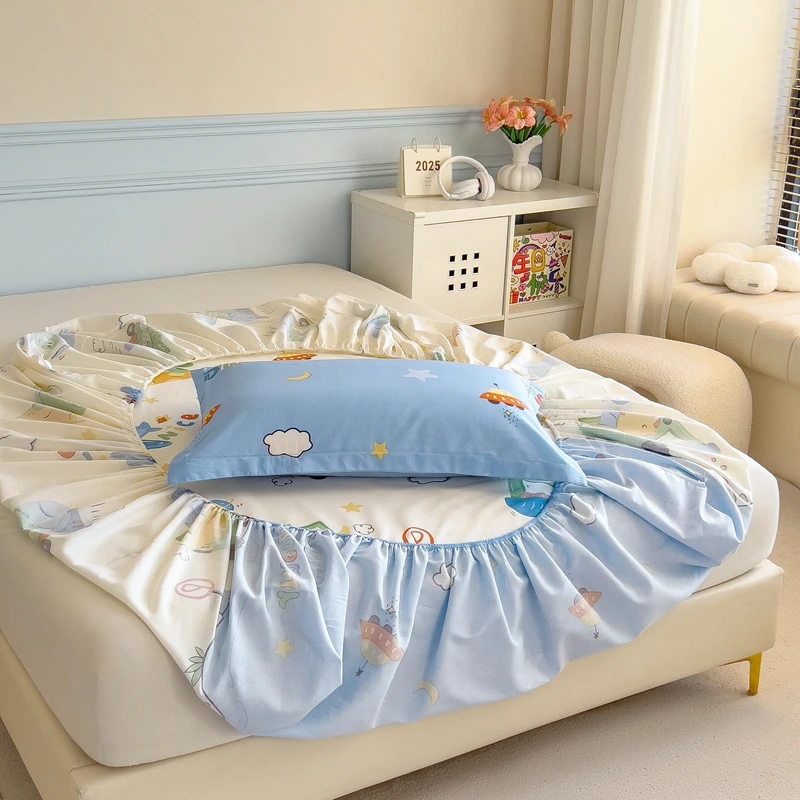 Skin-friendly Bed Cover 100% Cotton Bed Linen Elastic Fitted Sheet Boys Room Bedsheet постельное белье (Pillowcase Need Order) 5