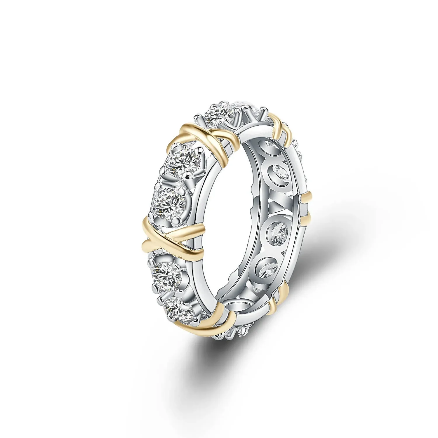 Silver Rings 925 Sterling Gold Separation Inlaid Zircon For Women Engagement Wedding Gifts