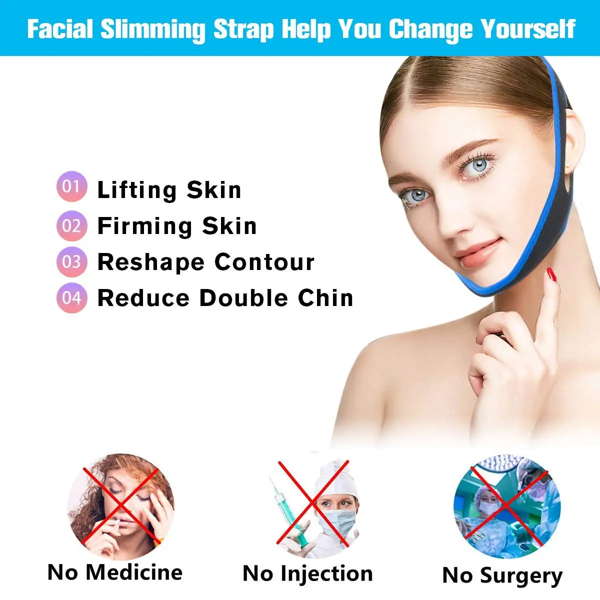 Face Slimming Strap Facial Slim Strap Chin Up Patch Double Chin Reducer Face Lifting Belt Bandage Anti Wrinkle Face Mask V Line Lifting Strap