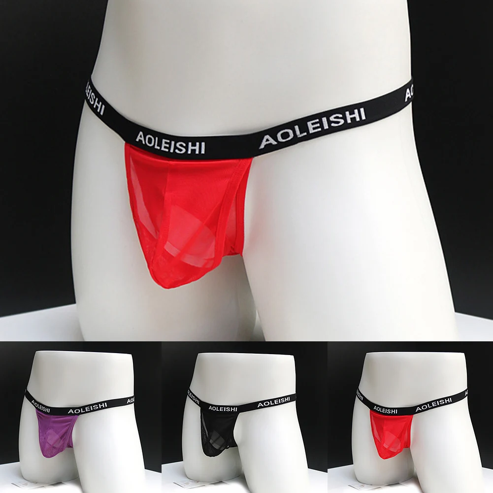 

Men Underwear Mesh See-Through Jockstrap Bullet Separation Pouch Low Rise G-String Open Butt Crotchless Panties Thong Briefs