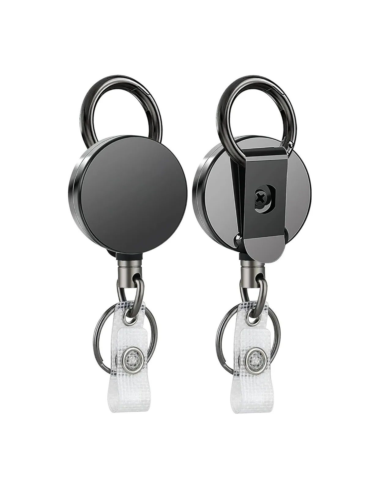 Retractable Metal Wire Keychain with Pull Badge Reel and Elastic Key Ring