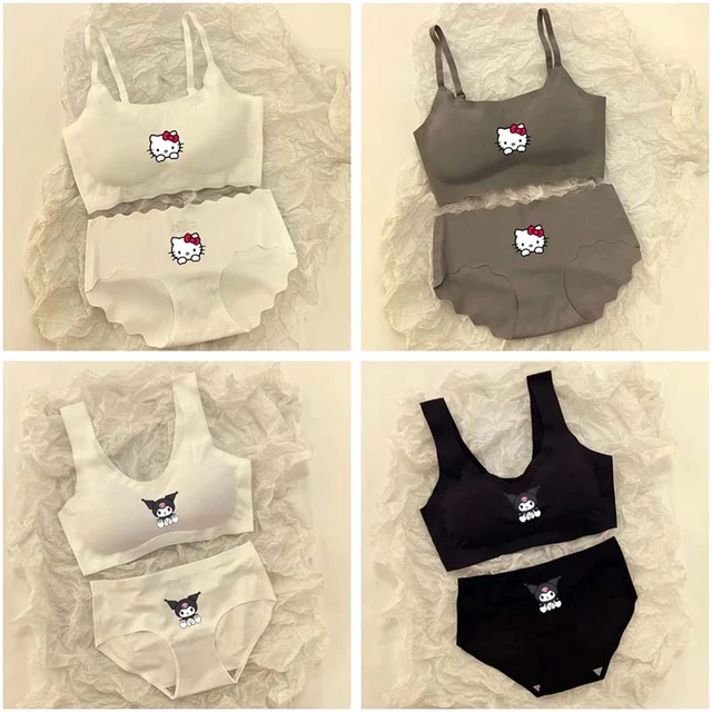 kawaii Sanrio Kuromi Y2K Sport Bra for Women Sexy Crop Top Bra Women Cotton  Underwear Tube Tops Female Brassiere Tops for Girls 