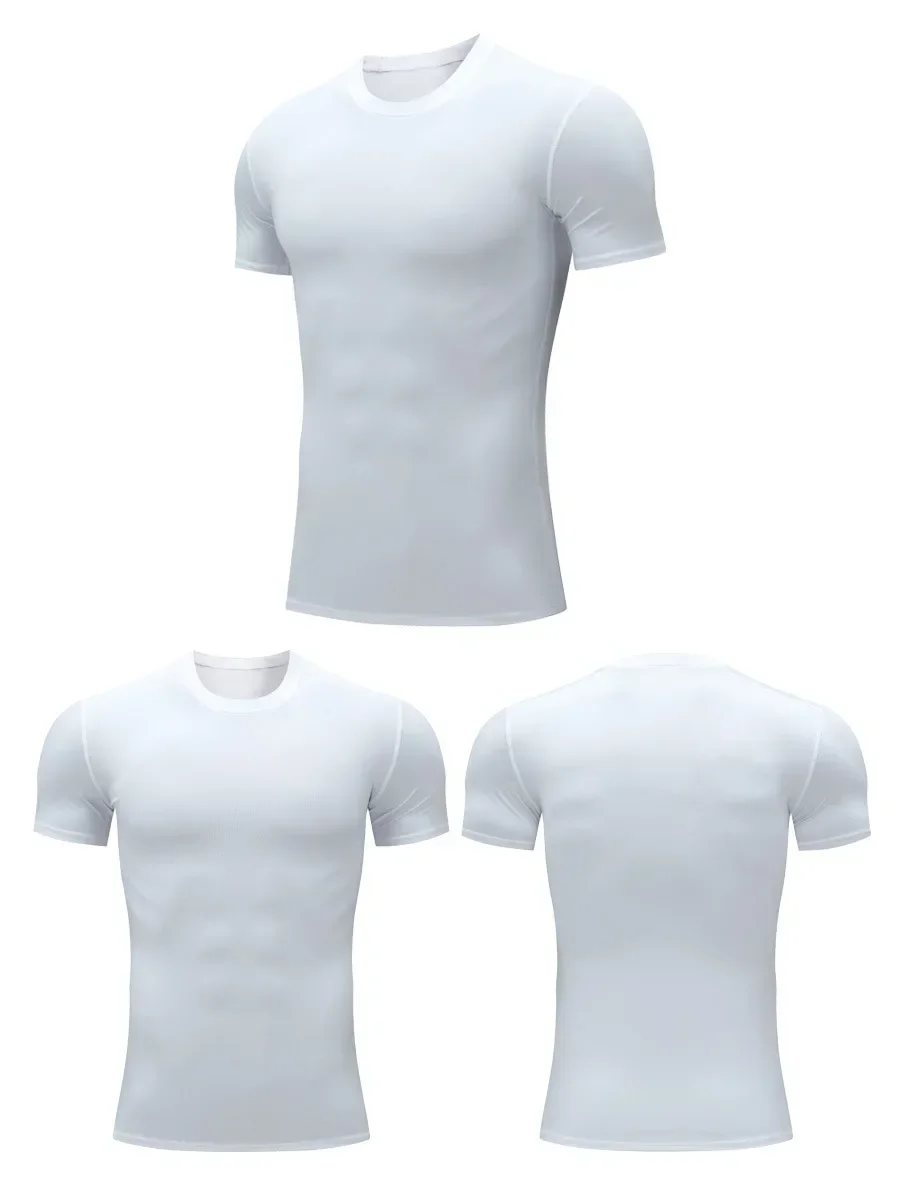 Men's sports fitness short sleeve T-shirt compression top uv protection sweat absorbent quick dry sweatshirt 1 Piece suitable