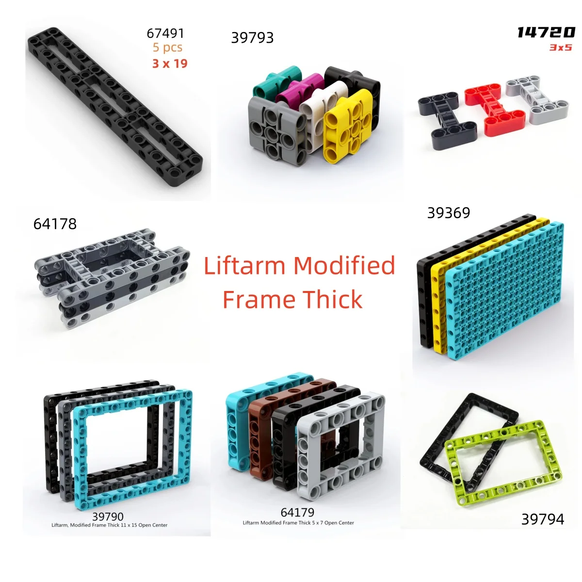 Bausteine 67491 64178 64179 39794 39790 39793 14720 39693 Liftarm Modifizierter Rahmen Dicke offene Mittelteile EV3 DIY-Spielzeug