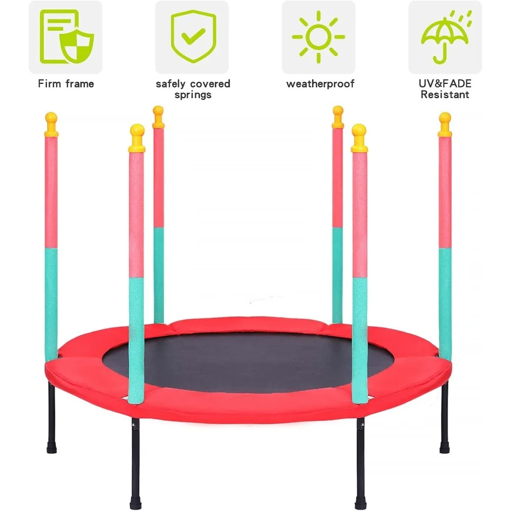 5FT Trampoline with Safety Enclosure Net, Parent-Child Interactive Game Fitness Trampoline Toy 4