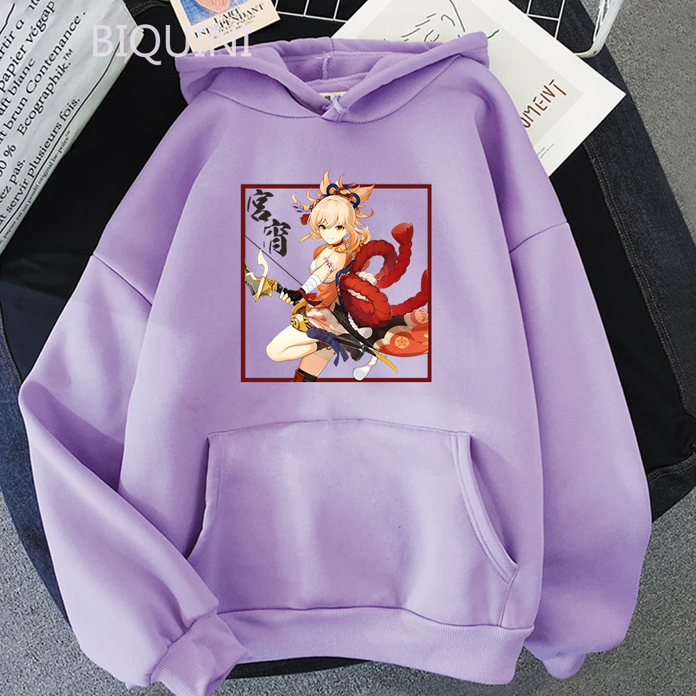 Genshin Impact Sweatshirts Women Oversized Clothes Men Kpop Streetwear Naganohara Yoimiya Pullovers Korean Fashion Hooded Tops