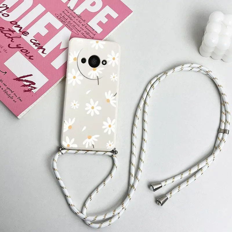 A3 Fallen Flowers Lanyard Silicone Phone Case Cover