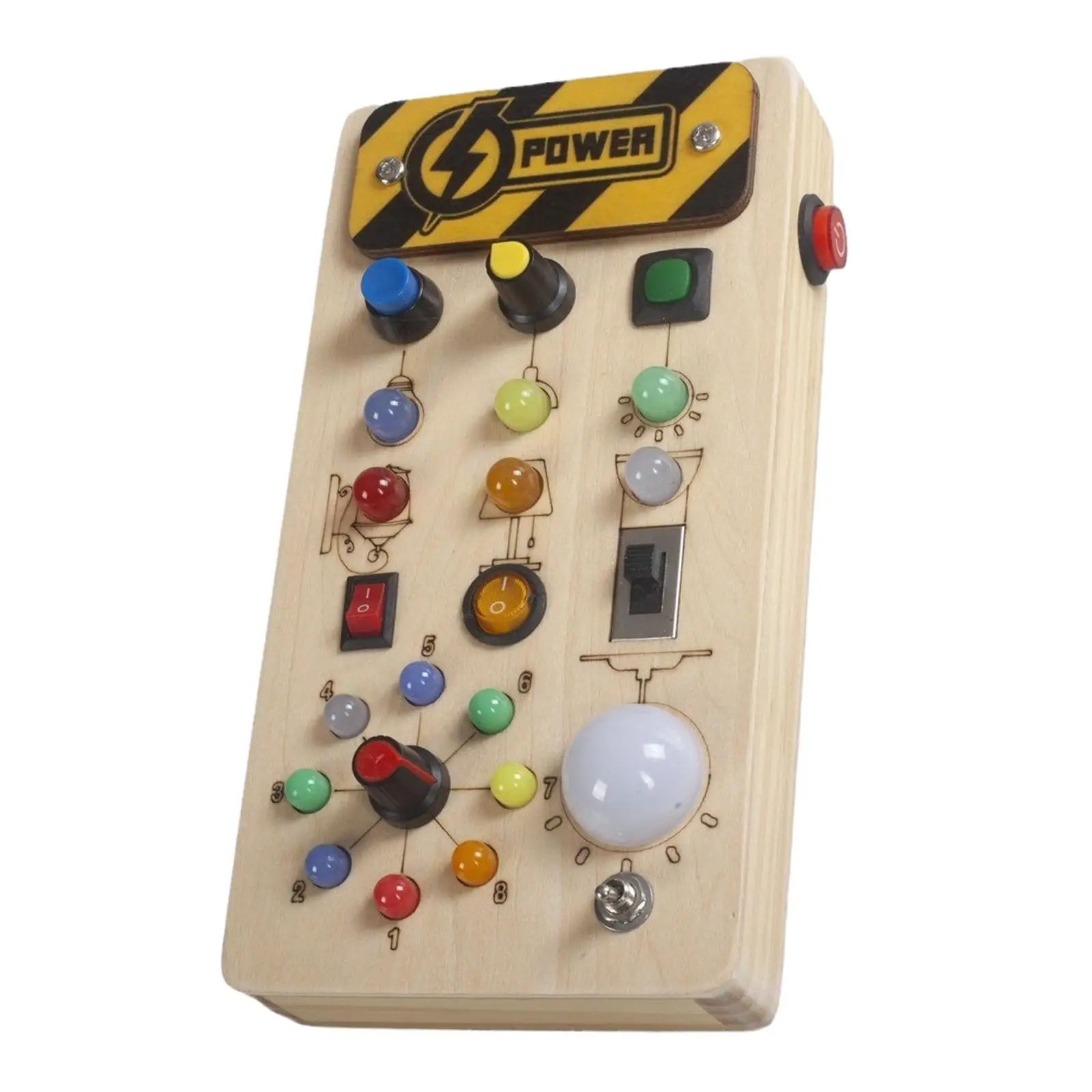 

Light up Busy Board Development Toy Early Learning Educational Light Switch Toy Wooden Sensory Toy for Boys Girls Activities