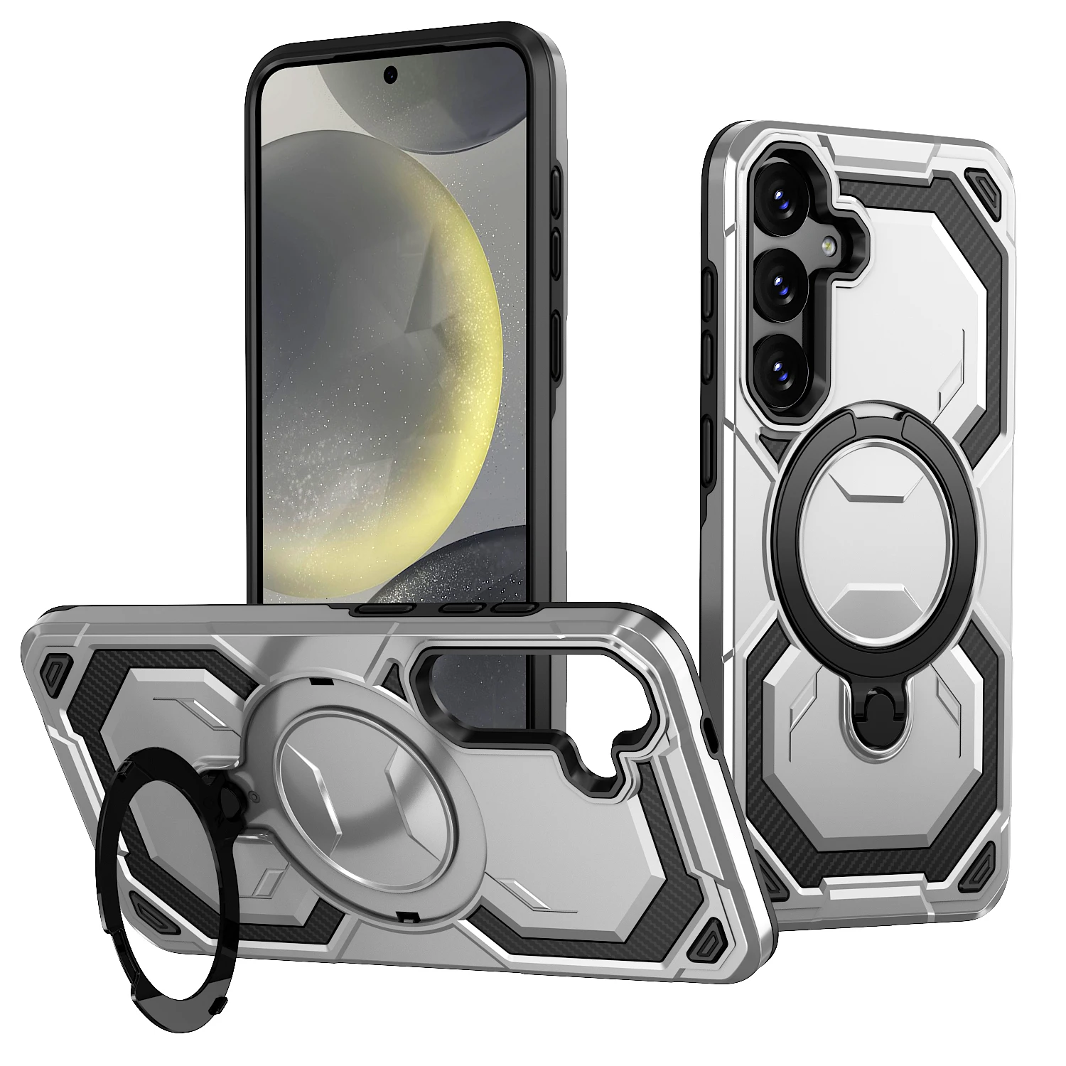 Heavy Duty Armor Magnetic Case with Ring Kickstand Cover