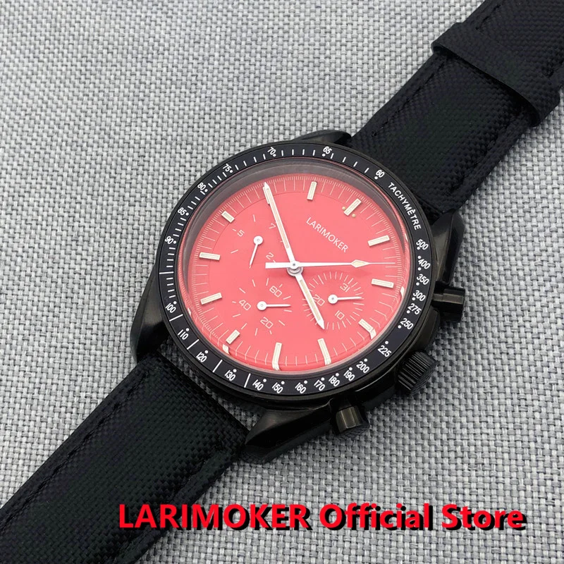 LARIMOKER New Red 40mm Men Wristwatch Green Luminous DG Automatic Movement Date Indicator Leather Band  Best5