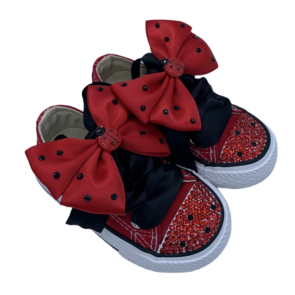 Dollbling Children's Canvas Shoes Handmade Halloween Custom Casual Flats Kids Lady Bug Crystal Girl Boys Red Chritmas Sneakers 2
