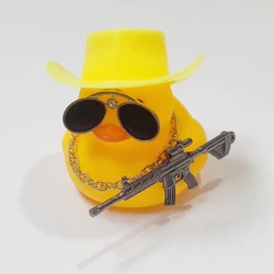 Vibrant Yellow Duckling with Weapon - Cute Rubber Dashboard Ornament (Yellow Set)
