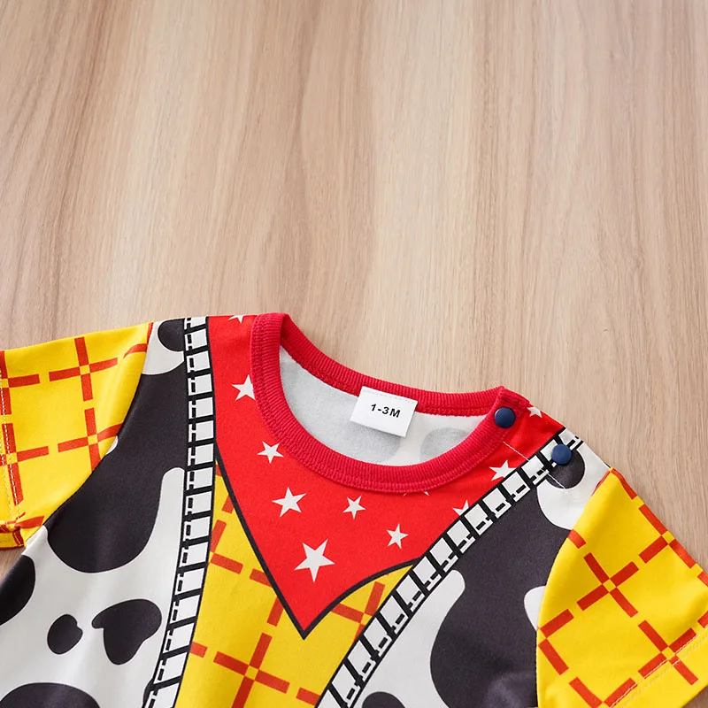 Abbigliamento neonato cosplay da 0 a 18 mesi, tutina a maniche corte con stampa cartone animato, pantaloni, abbigliamento estivo per neonati, moda neonatale. - immagine 3